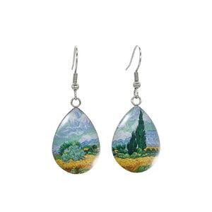 Van Gogh Landscape Teardrop Earrings – Lightweight Art-Inspired Dangle Jewelry